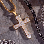 Gold Lab Diamond Tribal Cross Pendant