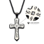 Black Lab Diamond Tribal Cross Pendant