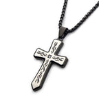 Black Lab Diamond Tribal Cross Pendant