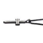 Black Lab Diamond Tribal Cross Pendant