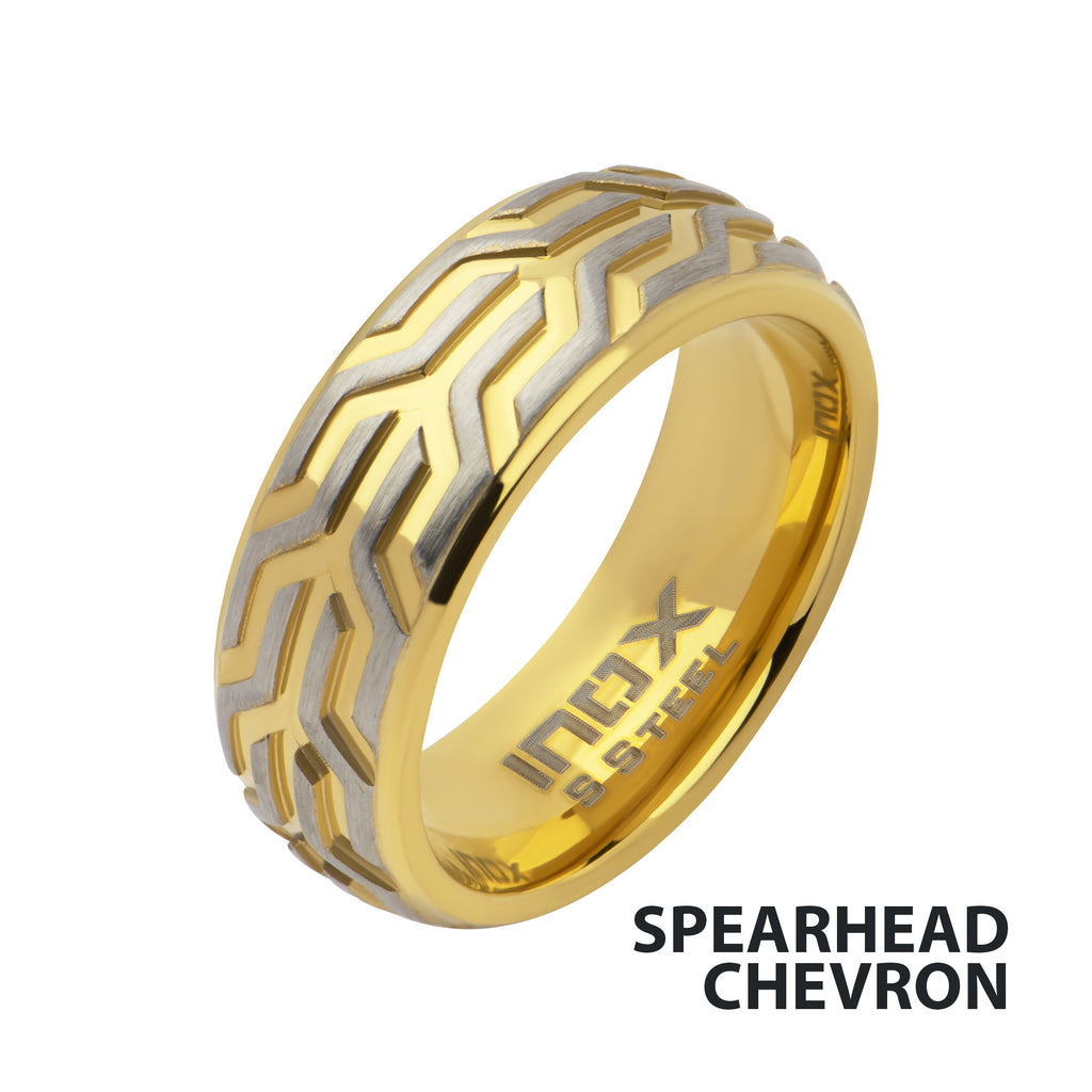 8mm Gold Chevron Ring