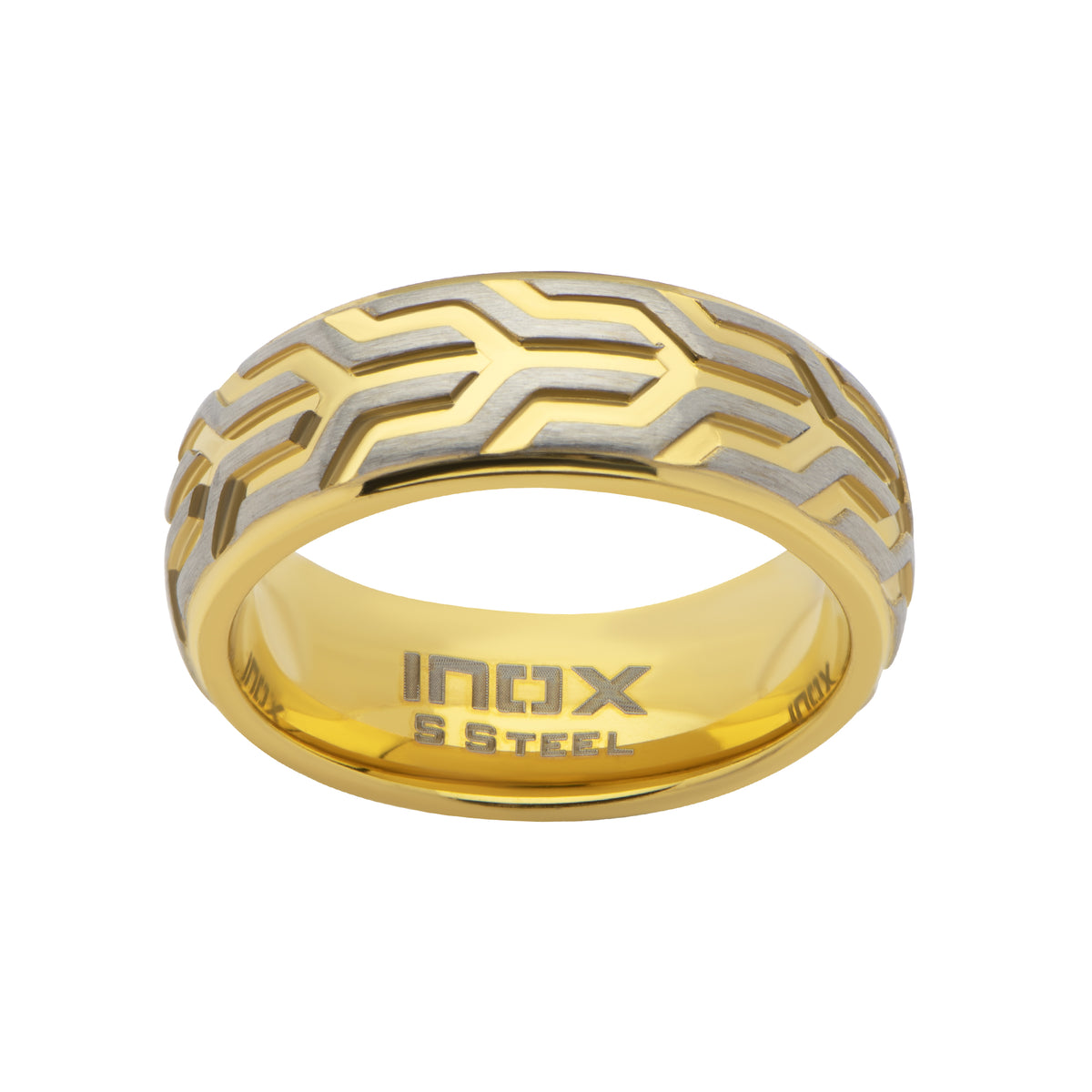 8mm Gold Chevron Ring