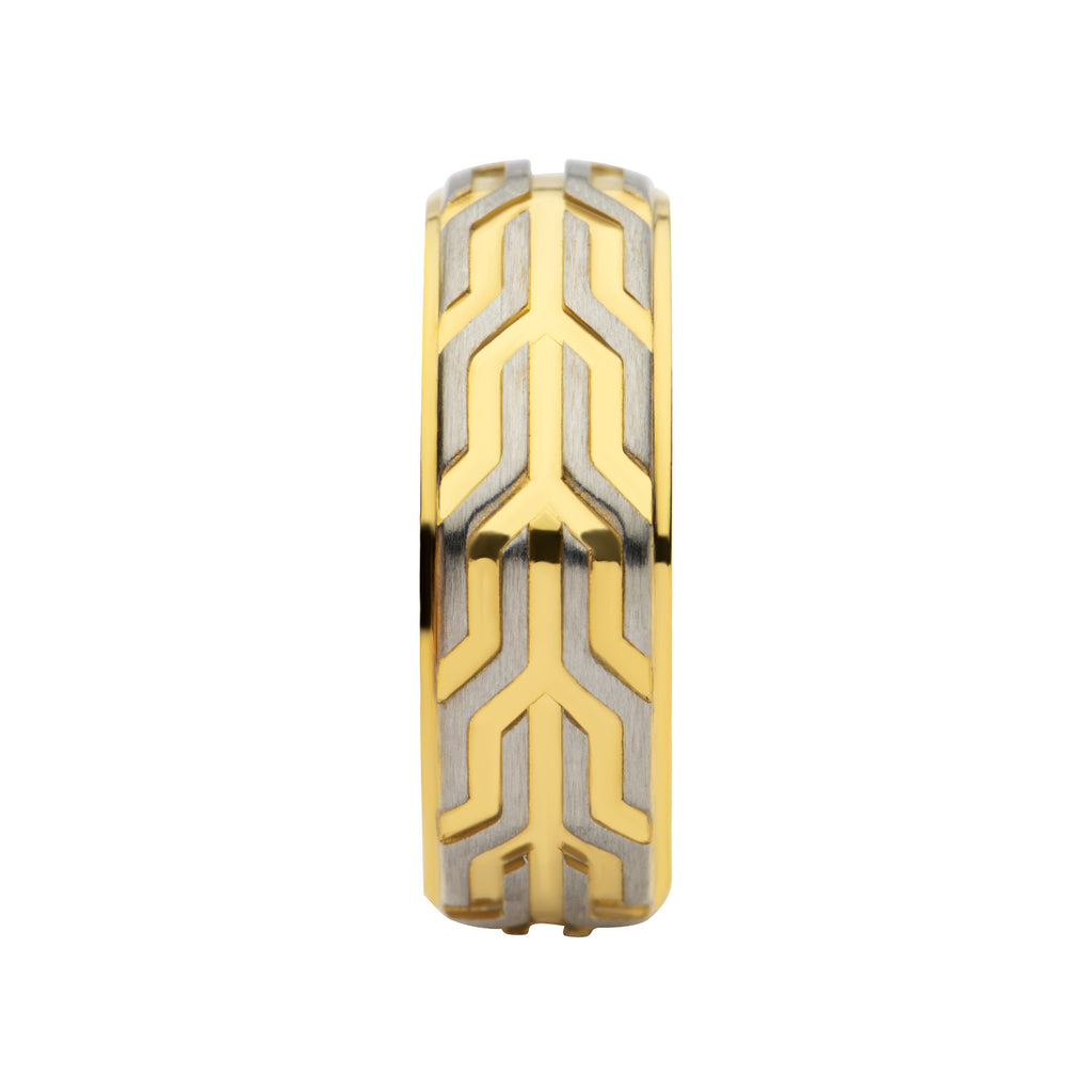 8mm Gold Chevron Ring
