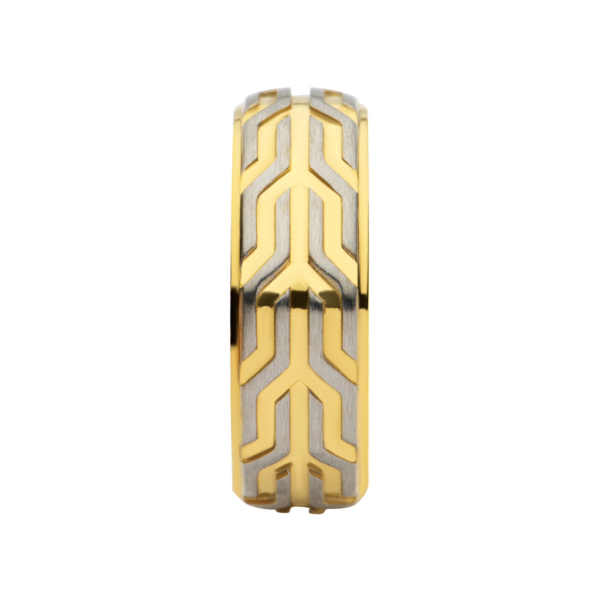 8mm Gold Chevron Ring