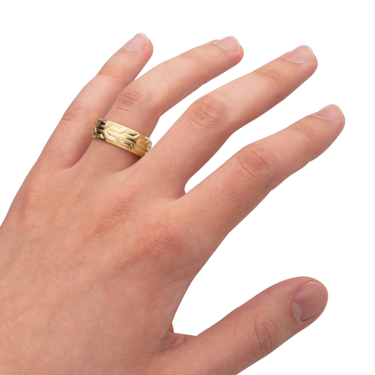 8mm Gold Chevron Ring