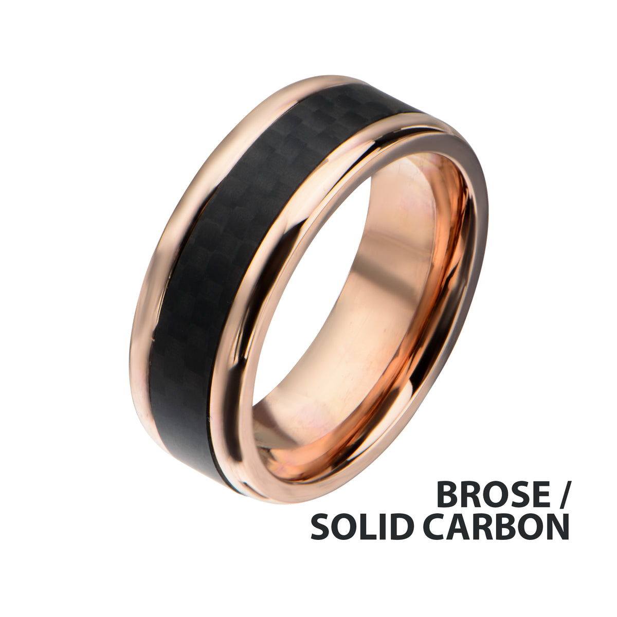 8mm Rose Gold Carbon Ring