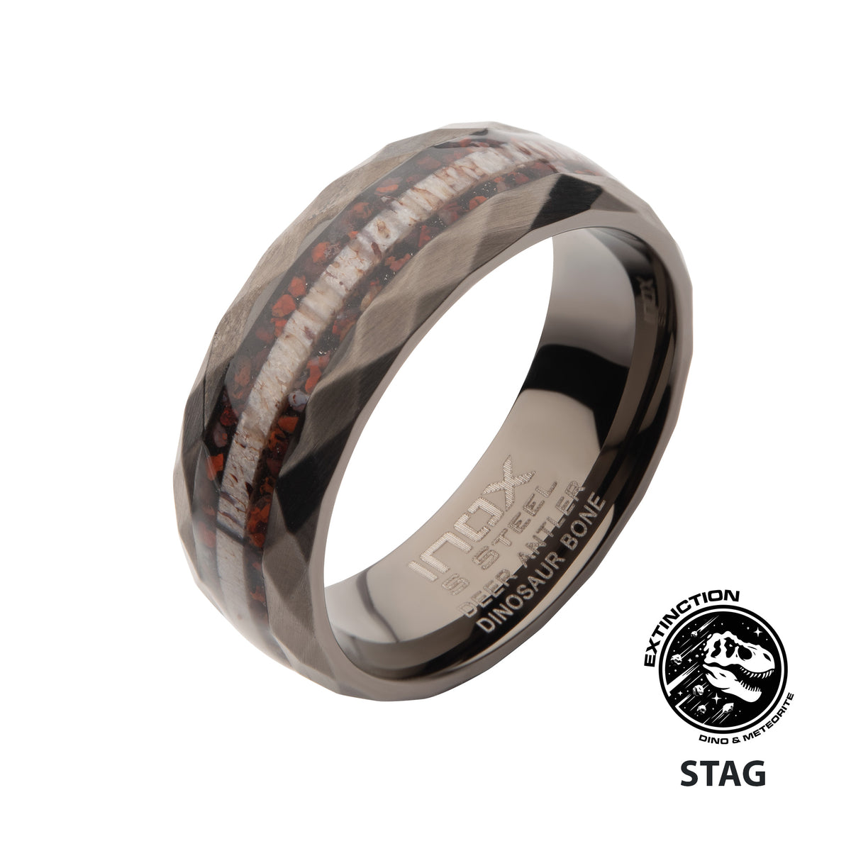 Matte Gunmetal Dino Bone Ring
