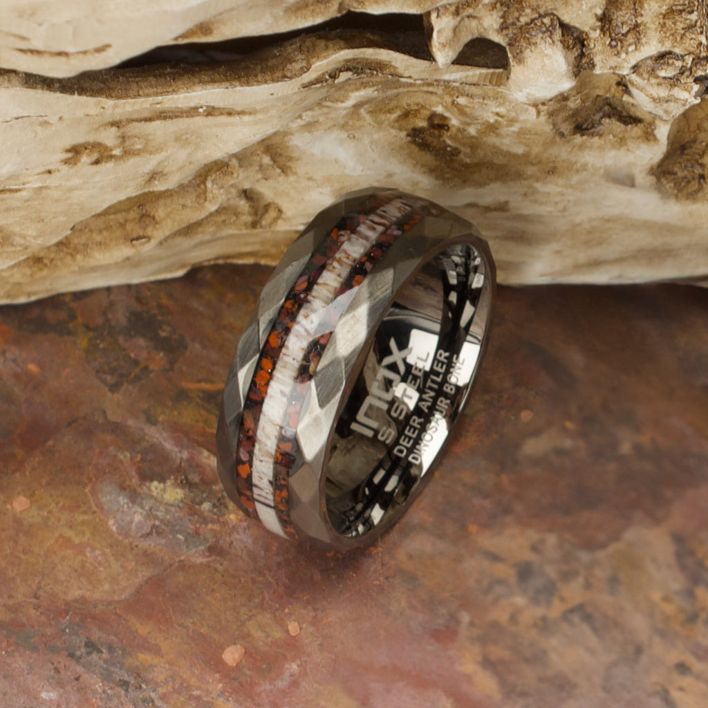 Matte Gunmetal Dino Bone Ring