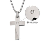 Steel Lab Diamond Beveled Cross Pendant
