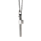 Steel Lab Diamond Beveled Cross Pendant