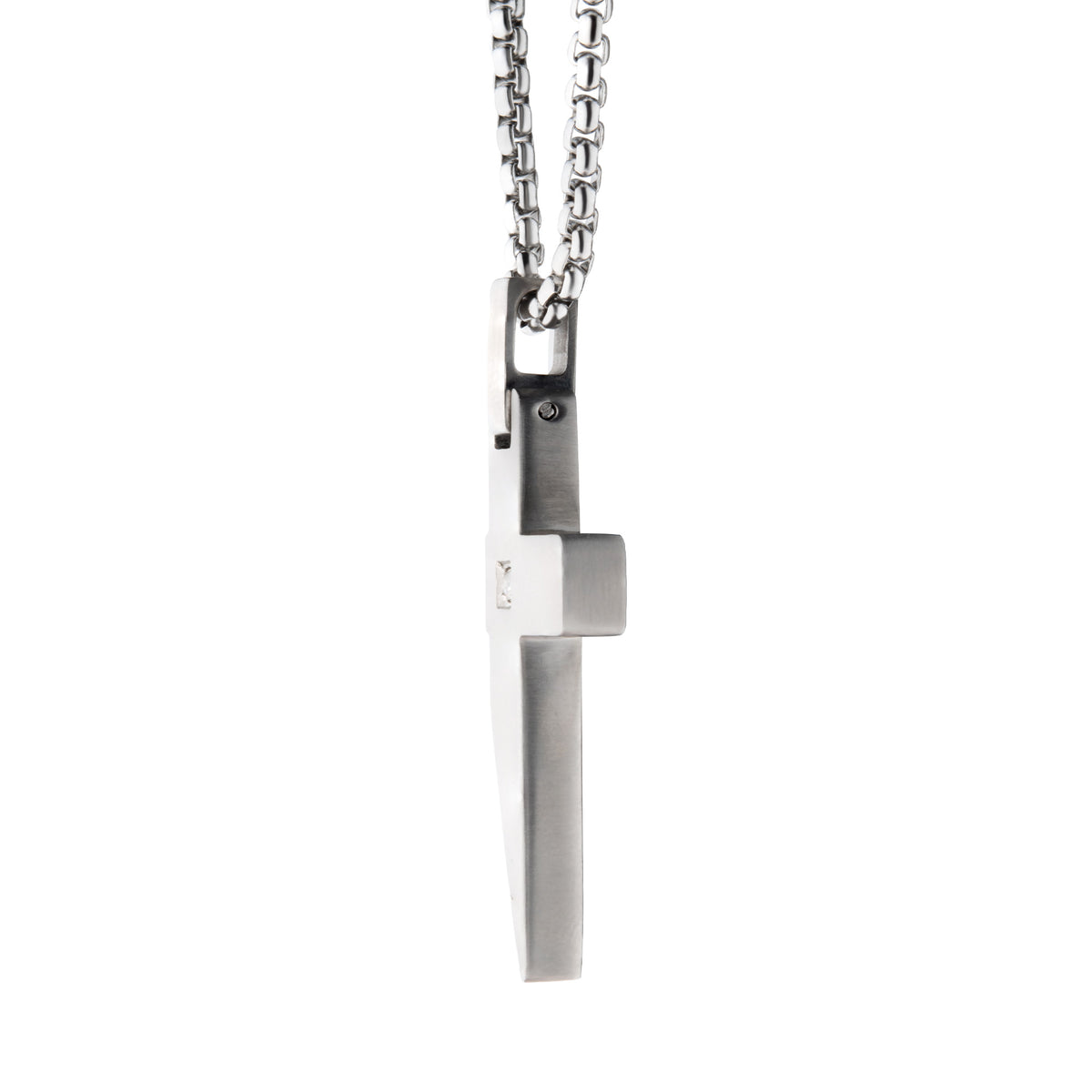 Steel Lab Diamond Beveled Cross Pendant