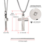 Steel Lab Diamond Beveled Cross Pendant
