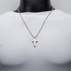 Steel Lab Diamond Beveled Cross Pendant