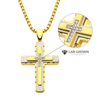 Gold Lab Diamond Layered Cross Pendant [LGDSSP428GPNK]