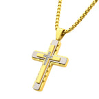 Gold Lab Diamond Layered Cross Pendant [LGDSSP428GPNK]