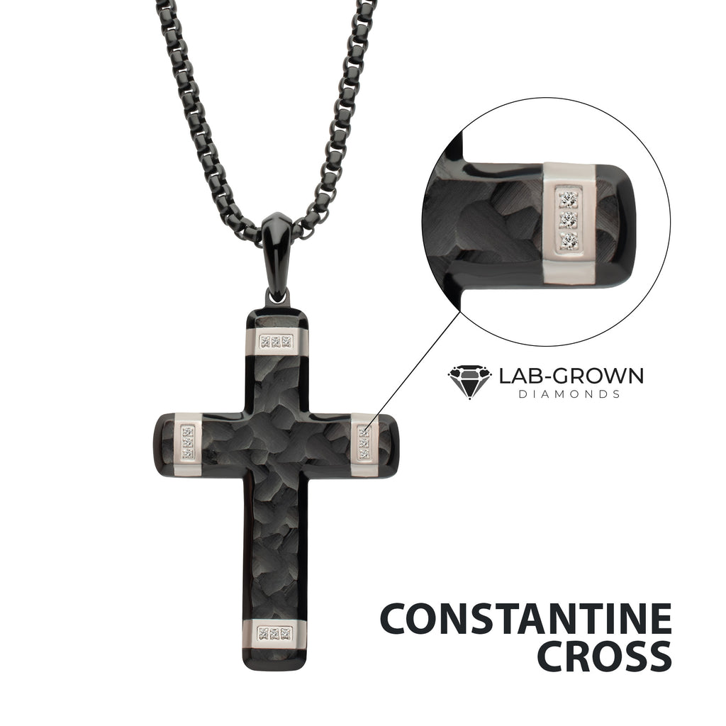 Matte Black Lab Diamond Large Cross Pendant