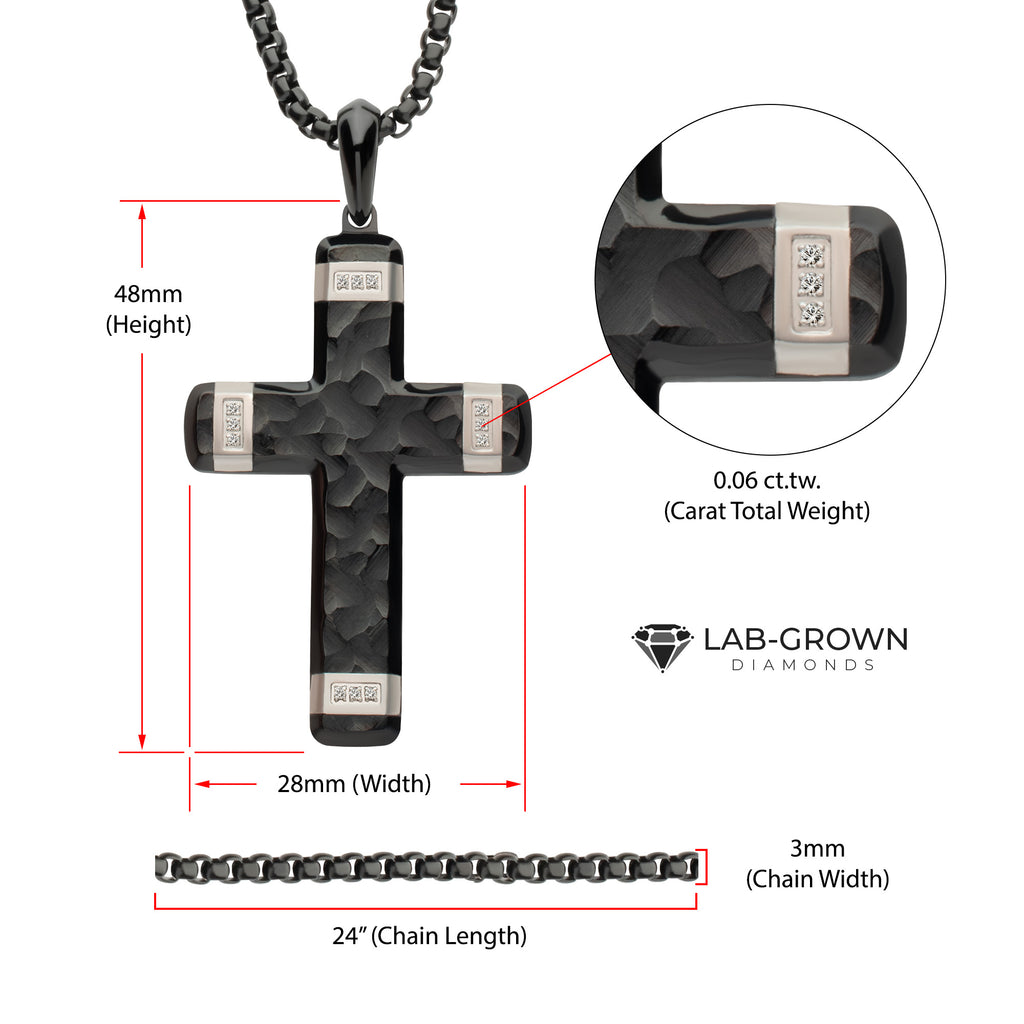 Matte Black Lab Diamond Large Cross Pendant