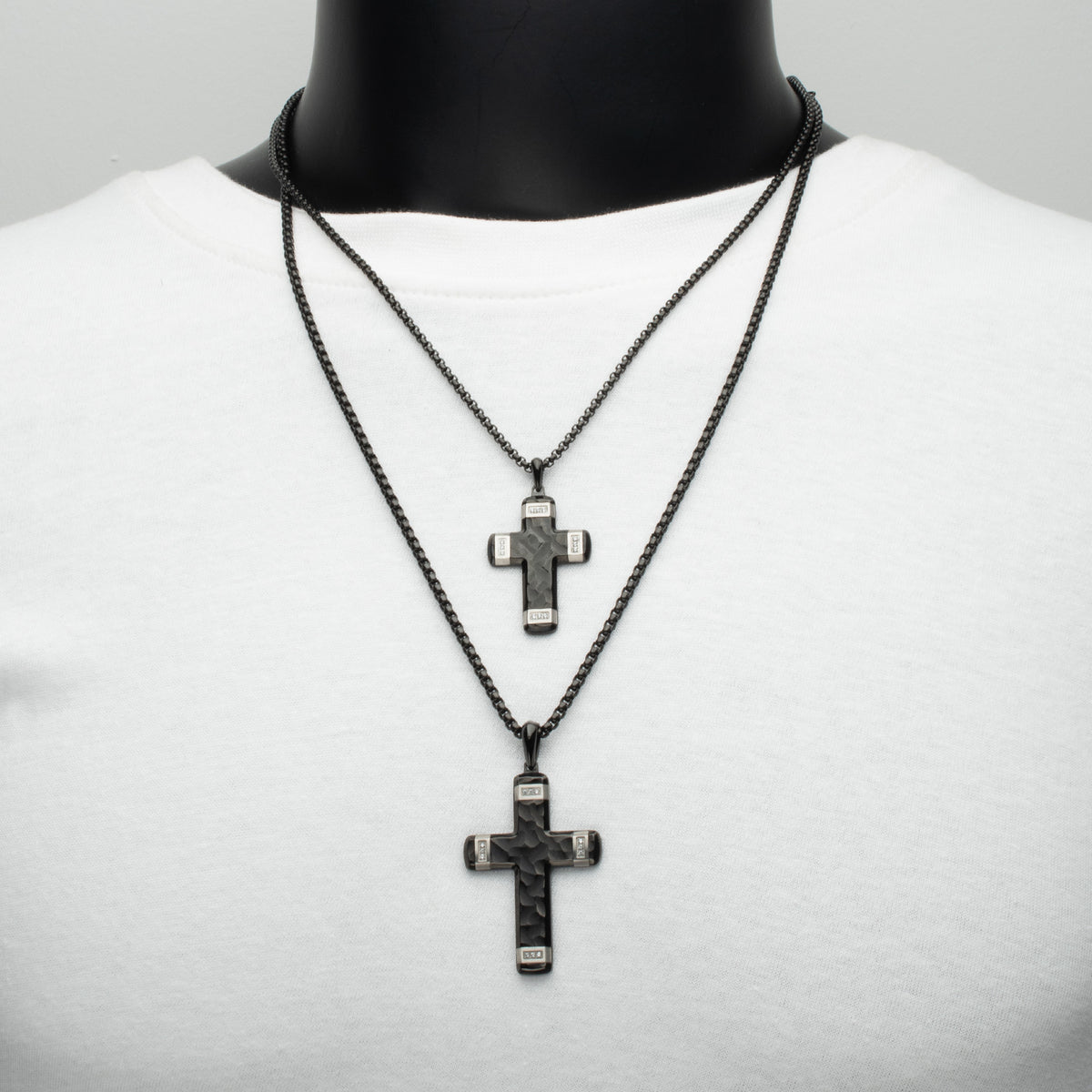 Matte Black Lab Diamond Large Cross Pendant