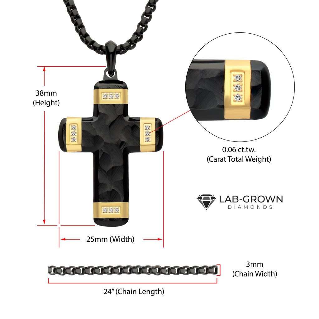 Black Lab Diamond Small Cross Pendant