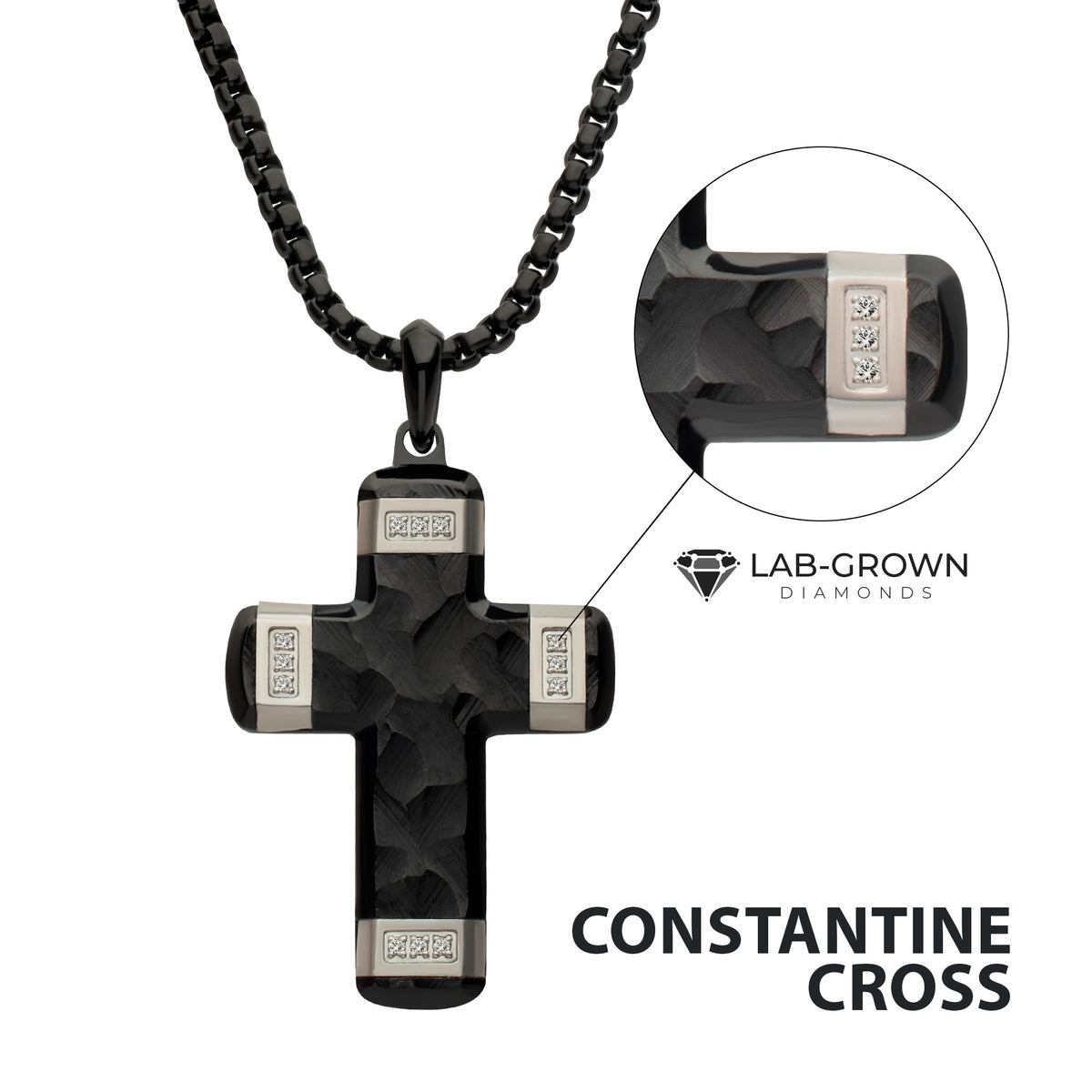 Matte Black Lab Diamond Small Cross Pendant