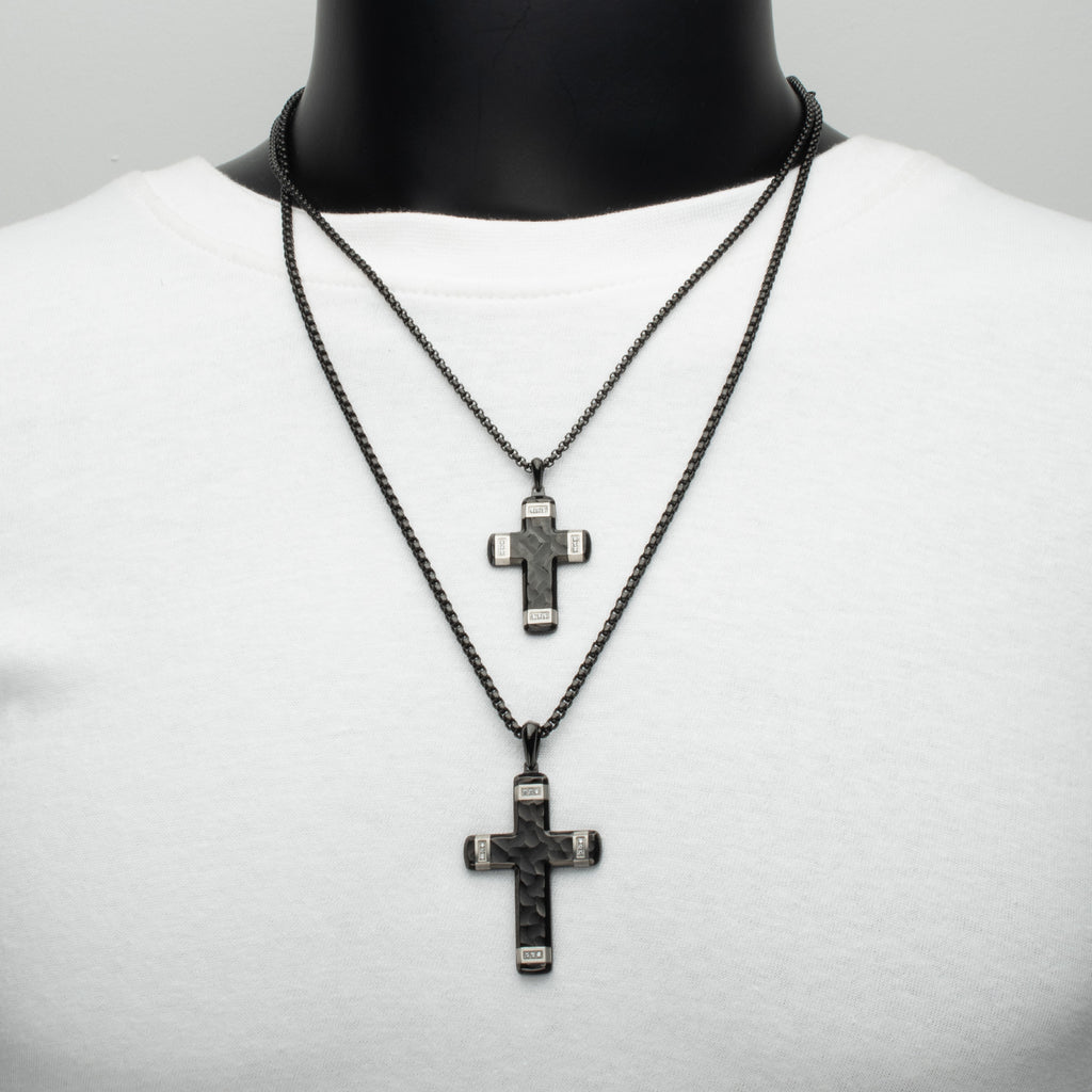 Matte Black Lab Diamond Small Cross Pendant
