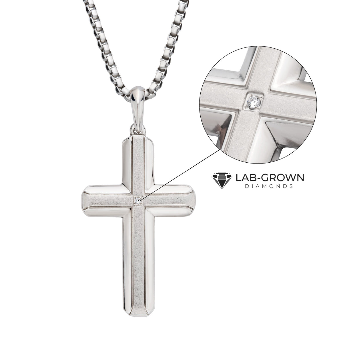 Steel Lab Diamond Cross Pendant