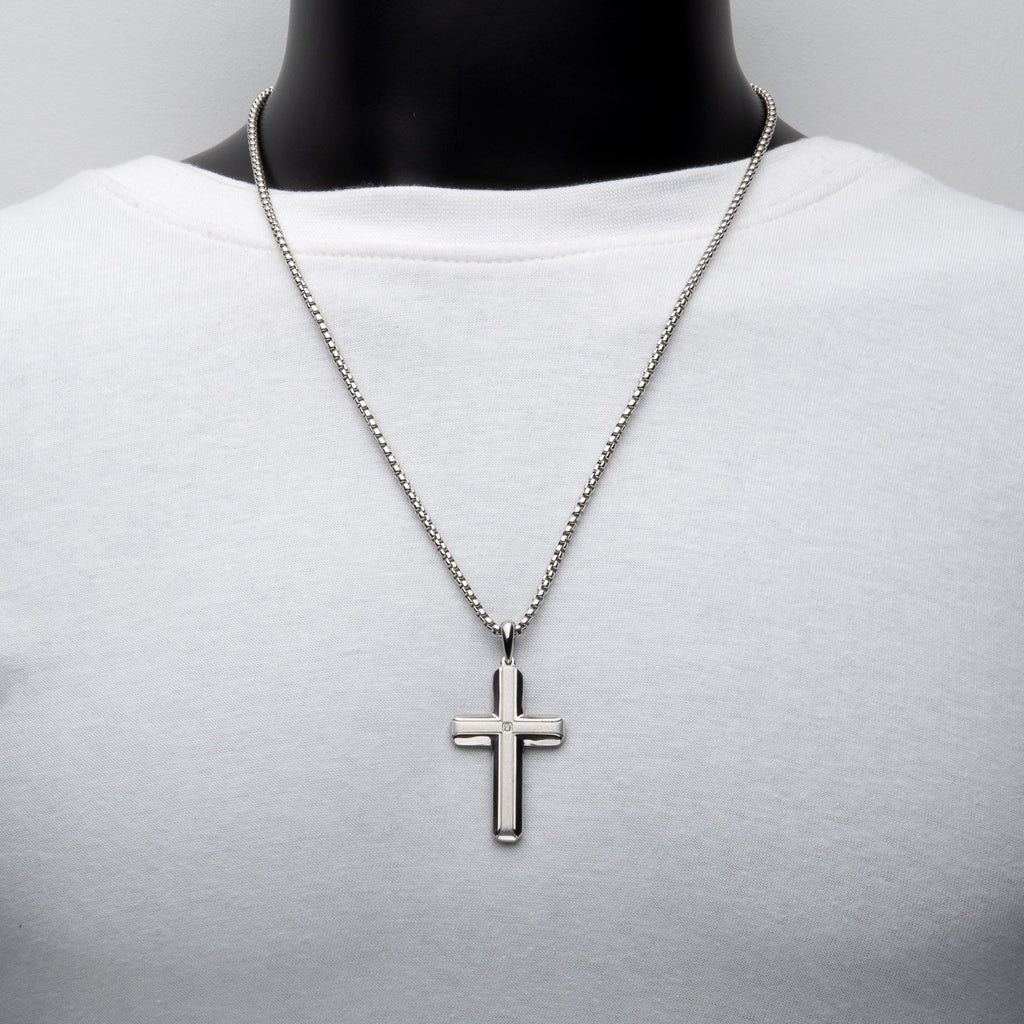 Steel Lab Diamond Cross Pendant