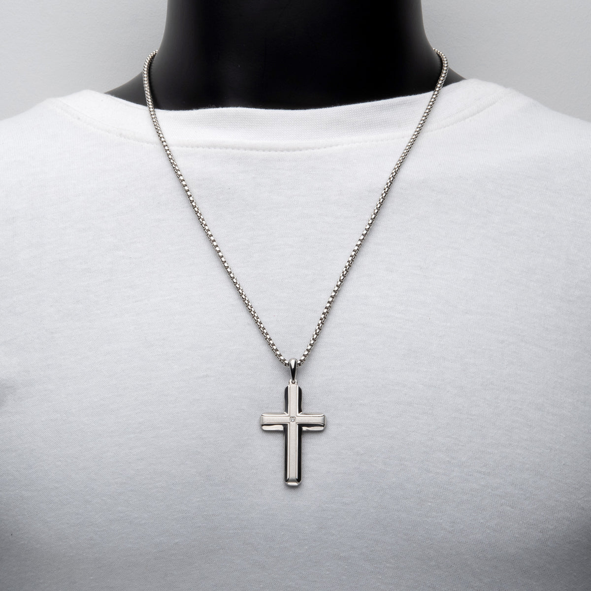 Steel Lab Diamond Cross Pendant