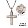 Gunmetal Lab Diamond Antler Cross Pendant