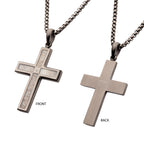 Gunmetal Lab Diamond Antler Cross Pendant