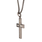 Gunmetal Lab Diamond Antler Cross Pendant