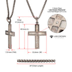 Gunmetal Lab Diamond Antler Cross Pendant