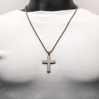 Gunmetal Lab Diamond Antler Cross Pendant