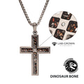 Gunmetal Lab Diamond Dino Bone Cross Pendant