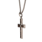 Gunmetal Lab Diamond Dino Bone Cross Pendant