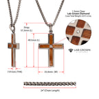 Gunmetal Lab Diamond Wood Cross Pendant
