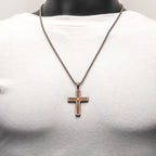 Gunmetal Lab Diamond Wood Cross Pendant