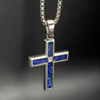 Steel Lab Diamond Lapis Cross Pendant