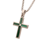 Steel Lab Diamond Malachite Cross Pendant