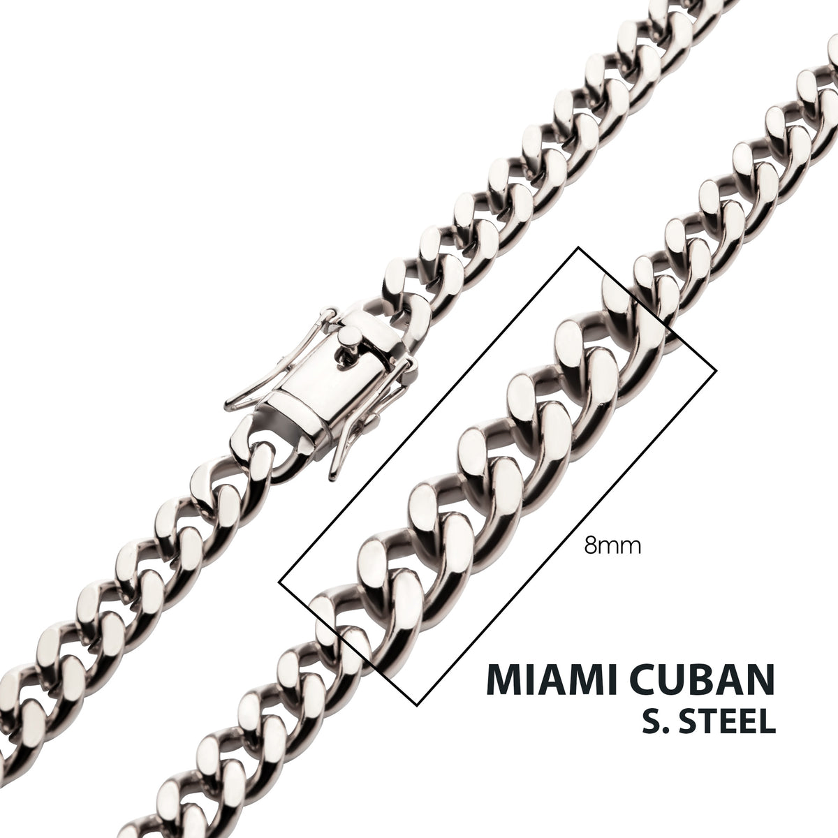 8mm Steel Miami Cuban Necklace