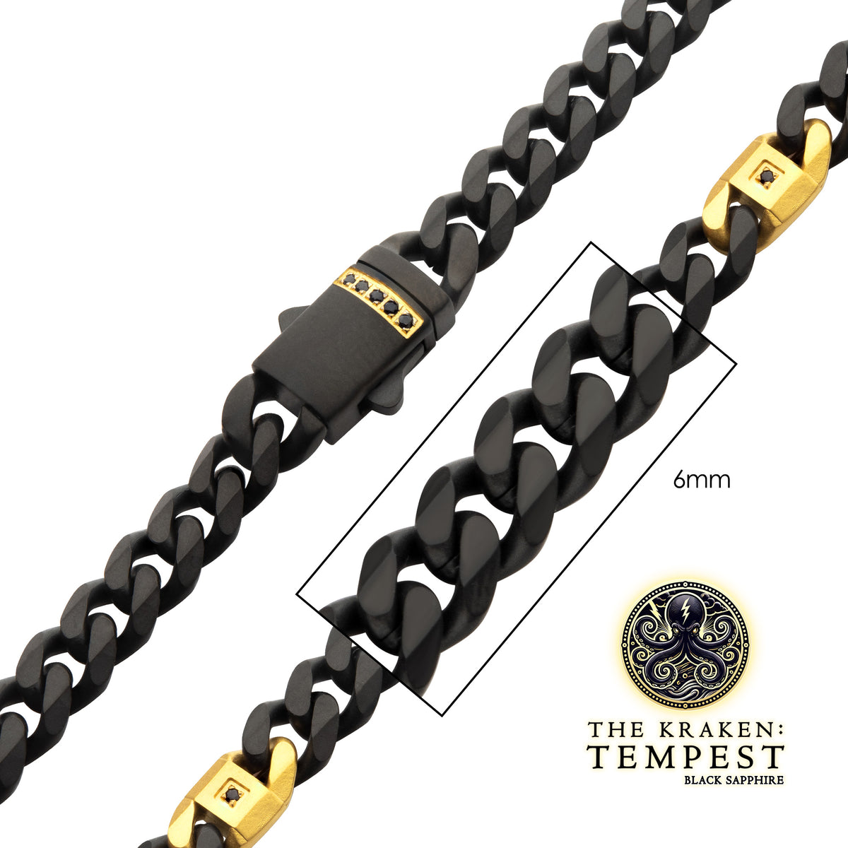 Matte 6mm Black Sapphire Miami Cuban Necklace