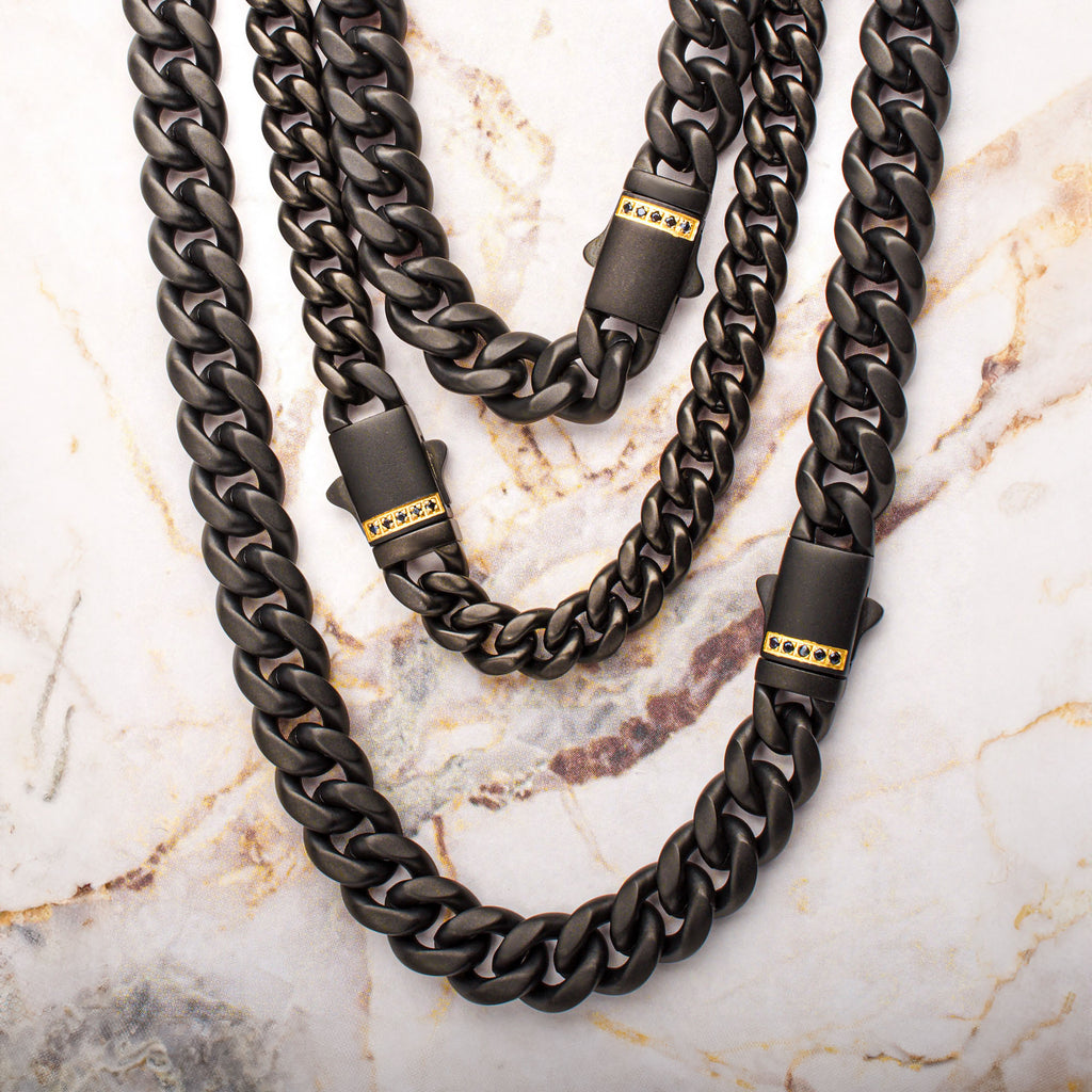 6mm Black Sapphire Miami Cuban Necklace