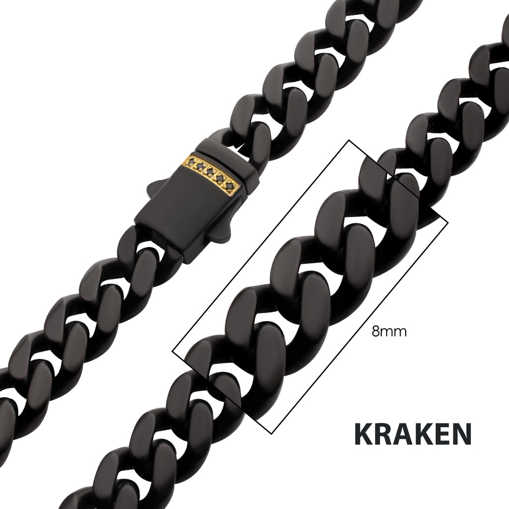 8mm Black Sapphire Miami Cuban Necklace