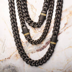 8mm Black Sapphire Miami Cuban Necklace