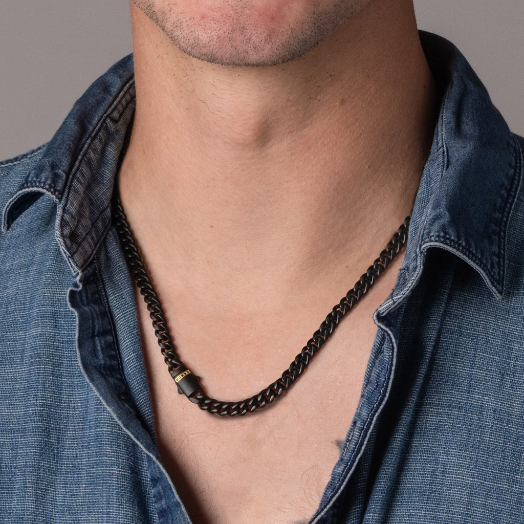 8mm Black Sapphire Miami Cuban Necklace
