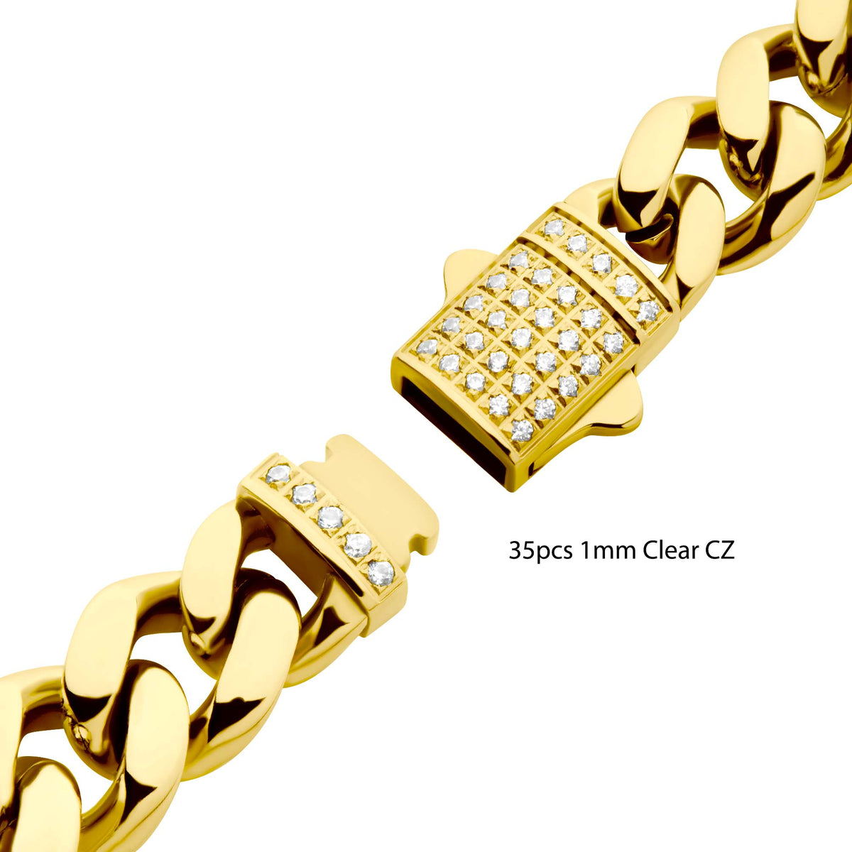 8mm Gold CZ Miami Cuban Bracelet [NSTC2108-8GP]