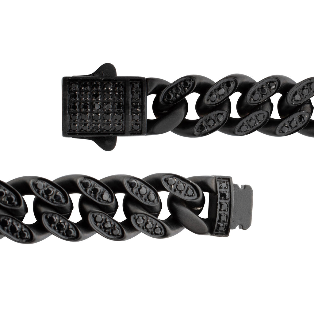 8mm Black Spinel Miami Cuban Bracelet