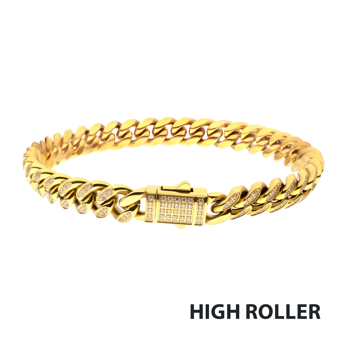 High Roller 8mm Gold CZ Miami Cuban Bracelet