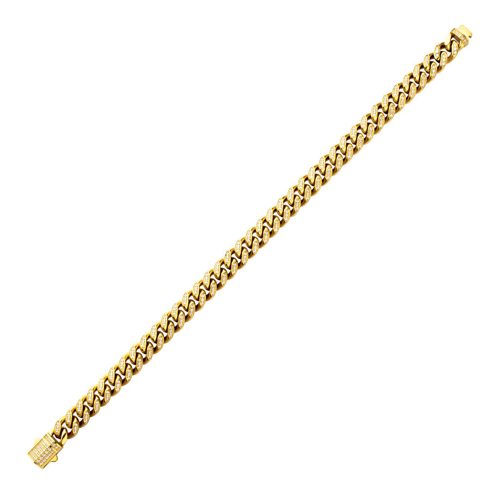 High Roller 8mm Gold CZ Miami Cuban Bracelet