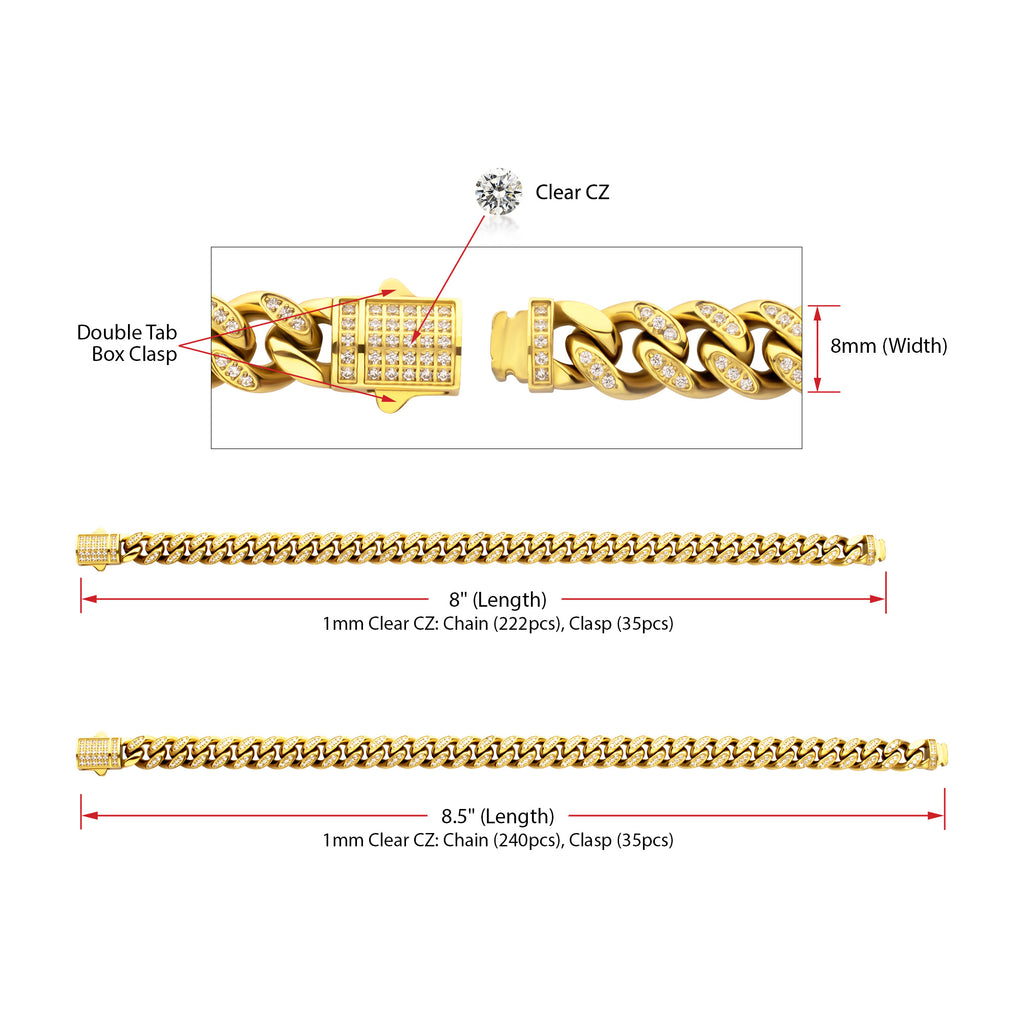 High Roller 8mm Gold CZ Miami Cuban Bracelet